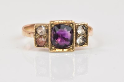 Lot 1260 - A yellow metal white sapphire and amethyst...