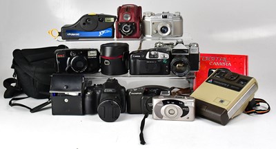 Lot 181 - A collection of vintage and modern cameras and...