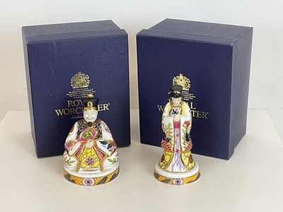 Lot 233 - ROYAL WORCESTER; a pair of candle snuffers,...