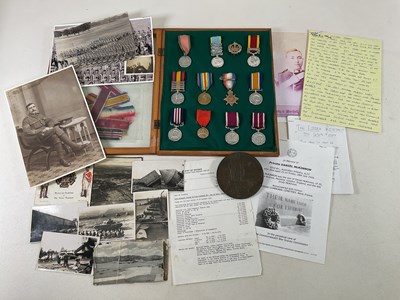 Lot 99 - An important father and son medal group, both...