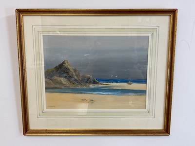 Lot 566 - D SHERRIN; watercolour on paper, beach scene...