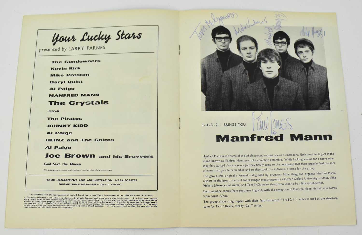 Lot 1797 - MANFRED MANN; a signed 'Your Lucky Stars'...
