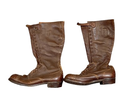 Lot 406 - A pair of brown leather military boots, with...