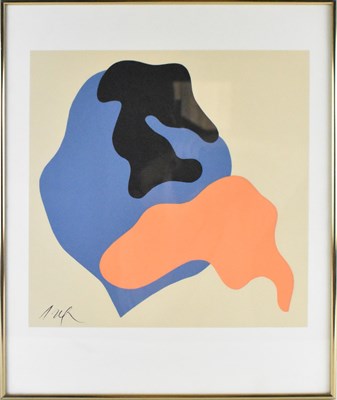 Lot 187 - JEAN ARP (1886-1966); an abstract blue, orange...