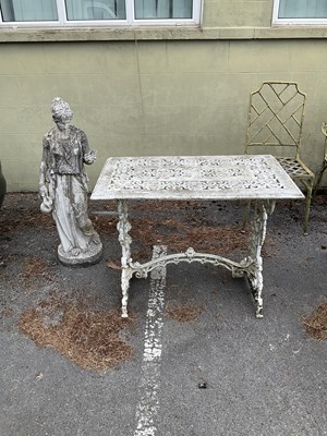 Lot 1277 - A Victorian style white painted garden table,...