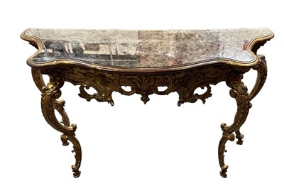 Lot 38 - A modern French style gilt wood hall table,...