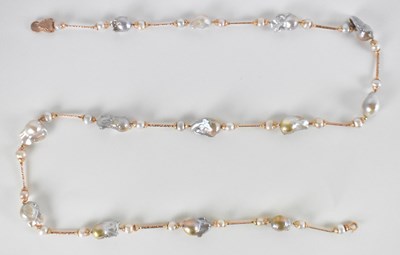 Lot 1298 - A gold plated and seed pearl set necklace,...