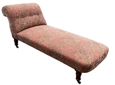 Lot 39 - A Victorian floral upholstered chaise longue...