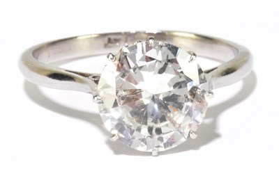 Lot 1000 - A platinum and diamond solitaire ring, the...