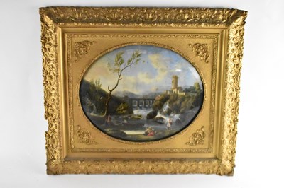 Lot 225 - A 19th century reverse painted watercolour on...