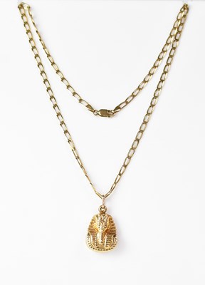 Lot 629 - A 9ct gold Egyptian-style pendant, marked 375...