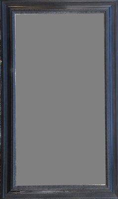 Lot 46 - A large modern wall mirror with ebonised frame,...