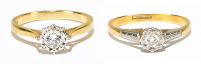 Lot 1141 - An 18ct yellow gold illusion set solitaire...
