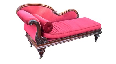 Lot 131 - A Victorian carved mahogany framed chaise...