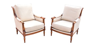 Lot 48 - A pair of mahogany framed modern upholstered...