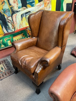 Lot 29 - A good quality reproduction brown leather...