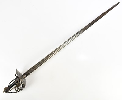 Lot 1310 - A 17th century basket hilt sword, with ball...