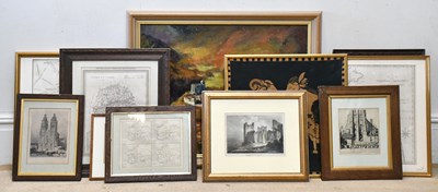 Lot 894 - A collection of various prints and oil...