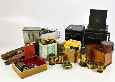 Lot 1179 - A collection of large format cameras, plate...