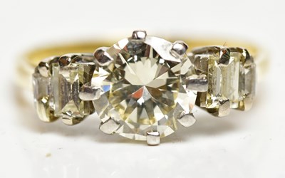 Lot 1268 - An 18ct yellow gold diamond solitaire ring,...