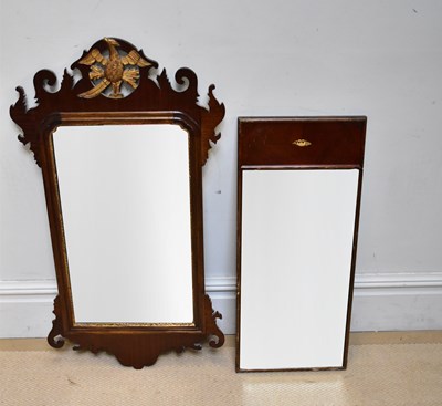 Lot 190 - A Georgian style mahogany fretwork mirror and...