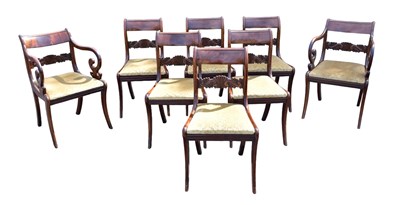 Lot 132 - A set of eight Regency mahogany bar back...