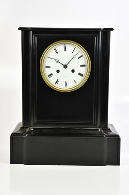 Lot 339 - A 19th century French slate mantel clock, the...