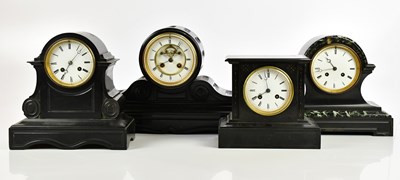 Lot 692 - Four Victorian mantel clocks including a slate...