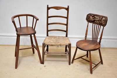 Lot 192 - A late Victorian beech chair, with circular...