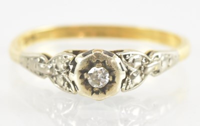 Lot 1293 - An 18ct yellow gold diamond set, size N,...