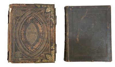 Lot 448 - Two 19th century leather bound Bibles, one...