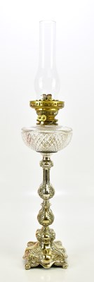 Lot 617 - A 19th century silver plated oil lamp, with...