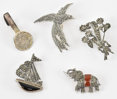 Lot 1296 - Four 925 hallmarked silver and marcasite...