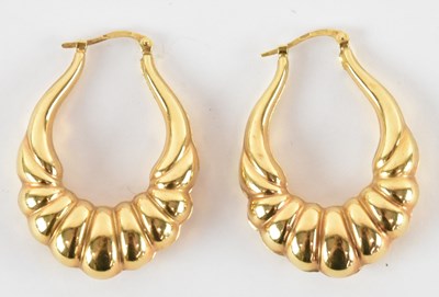 Lot 1349 - A pair of 9ct yellow gold earrings, combined...