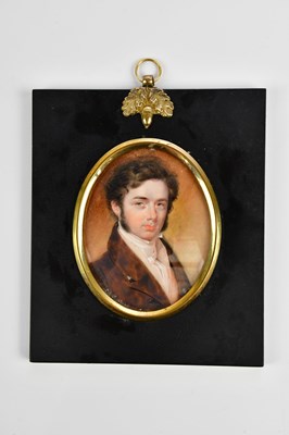 Lot 401 - A 19th century portrait miniature, bust of a...