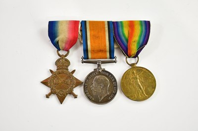 Lot 1300 - A trio of WWI medals comprising 1914-15 Star,...