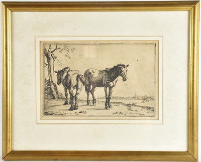 Lot 259 - PAULUS POTTER; etching, two plough horses,...