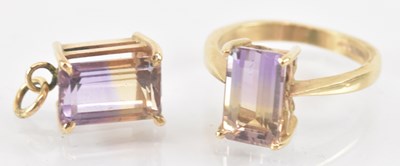 Lot 1307 - A 9ct yellow gold amethyst and citrine set...