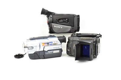 Lot 185 - SONY; three Handycam camcorders, comprising a...