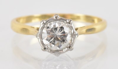 Lot 1242 - An 18ct yellow gold diamond solitaire ring,...