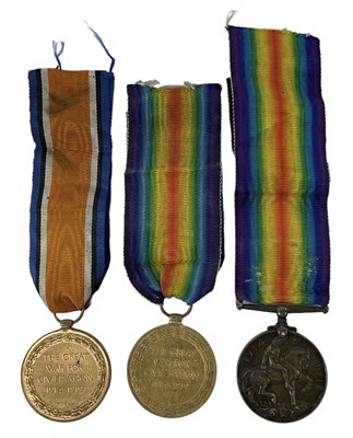 Lot 400 - A group of WWI medals comprising a Victory...