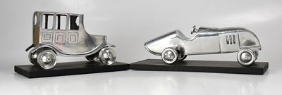 Lot 352 - Two modern aluminium car sculptures/ornaments...