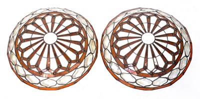 Lot 115 - A pair of Tiffany-style leaded glass...