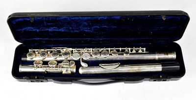 Lot 493 - A Jazzo silvered flute, cased.