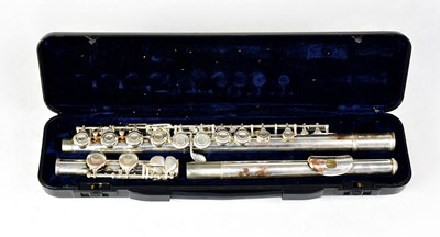 Lot 494 - A Jazzo silvered flute, cased.