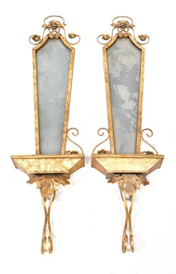 Lot 430 - A pair of painted metal mirrored wall sconces...