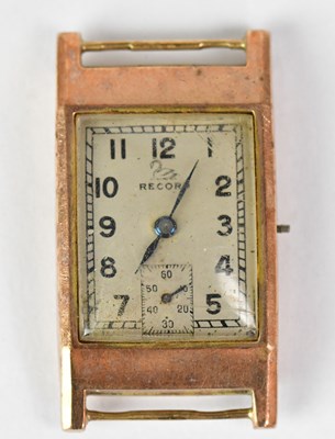 Lot 673 - RECORD; a 9ct rose gold tank-style watch head,...