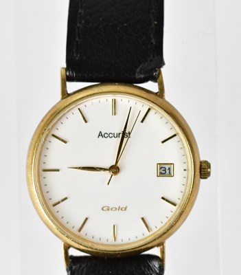 Lot 666 - ACCURIST; a 9ct yellow gold quartz wristwatch,...