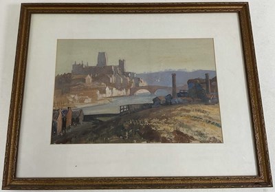 Lot 561 - DD STANIER; watercolour, Durham 1927, a scenic...