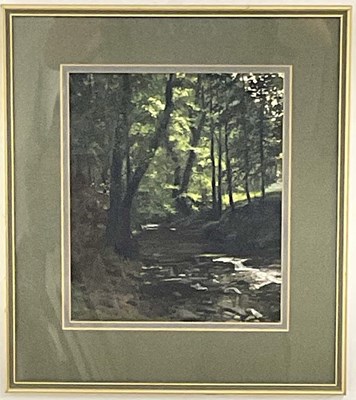 Lot 562 - MEG STEVENS; gouache, 'Nant Menascin looking...